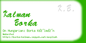 kalman borka business card